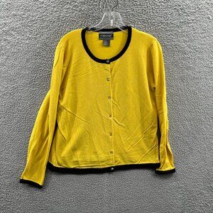 Nouveau Womens Cardigan Sweater Large‎ Yellow Long Sleeve Grandma Granny